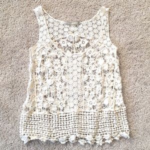 Lace embroidered flower pattern top